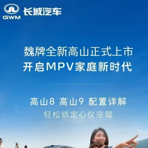 魏牌全新高山正式上市 开启 MPV 家庭新时代